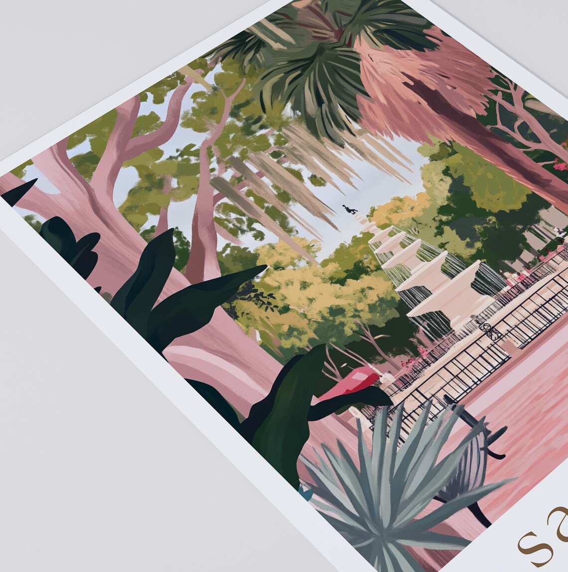 Savannah Georgia Travel Poster, Forsyth Fountain - Image 2