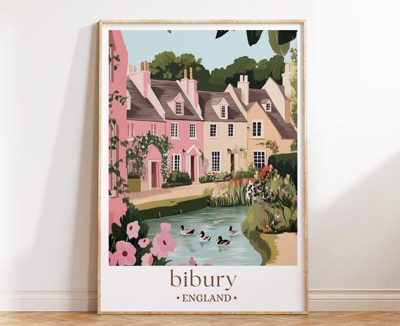 Bibury England Travel Poster, Cotswolds Village