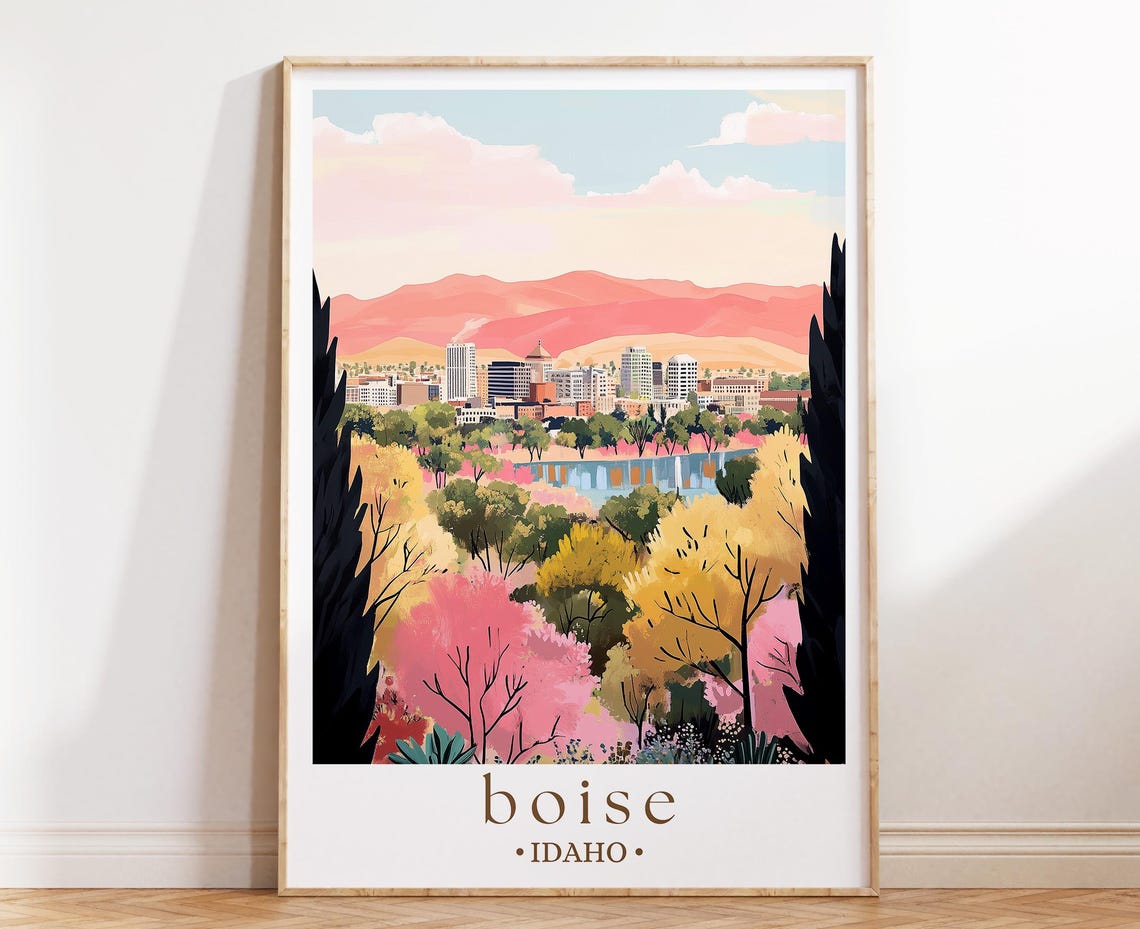 Boise Idaho Illustrated Travel Poster Art Print