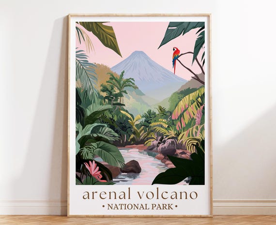 Arenal Volcano Costa Rica Travel Poster Art Print