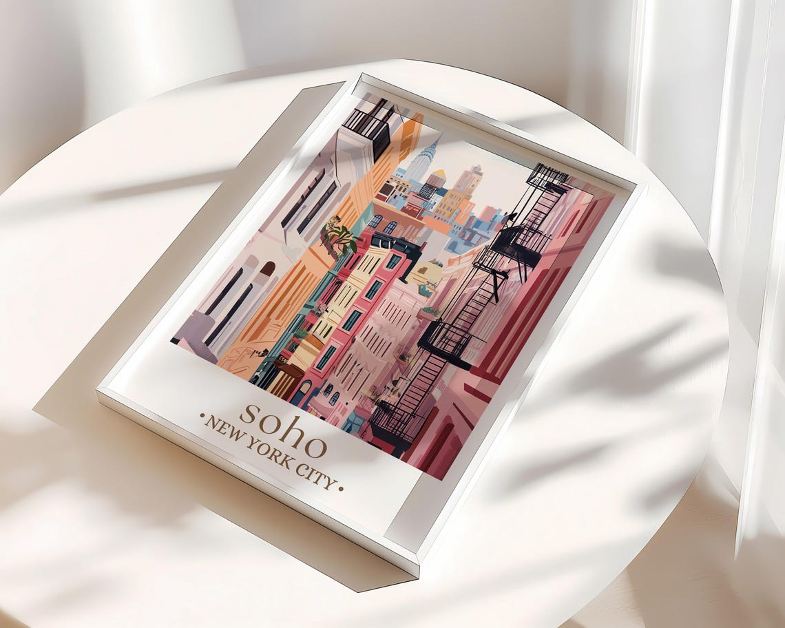 Soho Nyc Travel Poster Print United States Wall Art New York Usa Print City Poster Personalised Gifts Birthday Present - Image 2