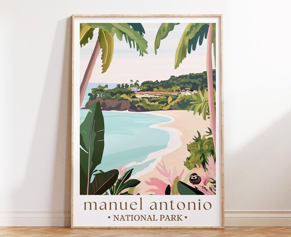 Manuel Antonio Costa Rica Travel Poster Tropical Jungle Print Ocean View Wall Art Exotic Getaway Decor Gift