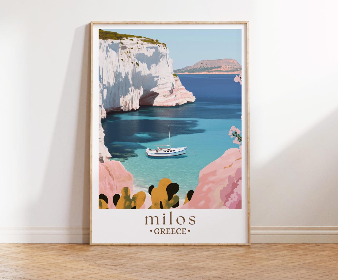 Milos Travel Poster Milos Wall Art Milos Travel Print Greece Poster Greece Wall Art Greece Print Greek Islands Poster Travel Gift