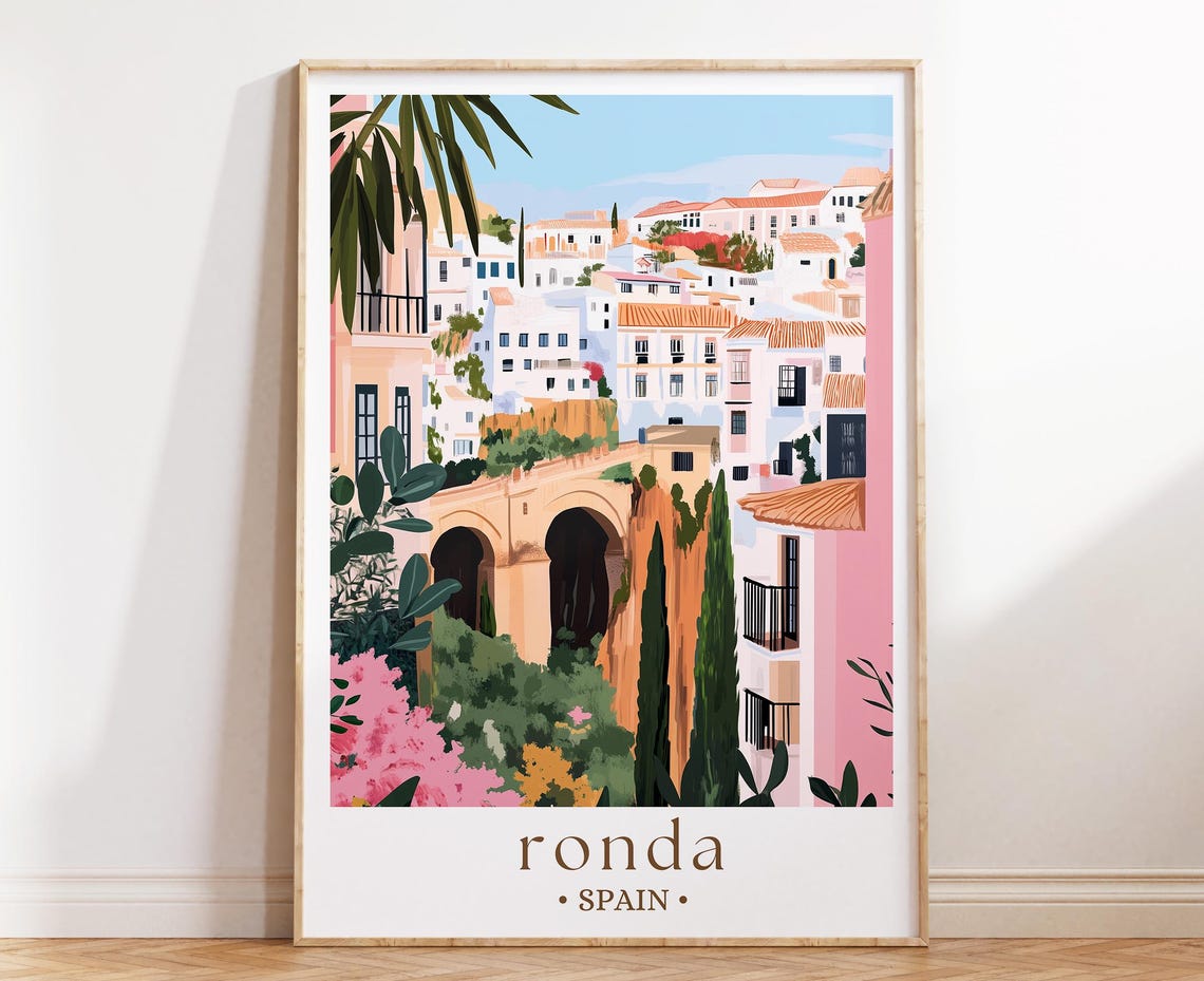 Ronda Spain White Village Arched Bridge Gorge Andalusia View Poster