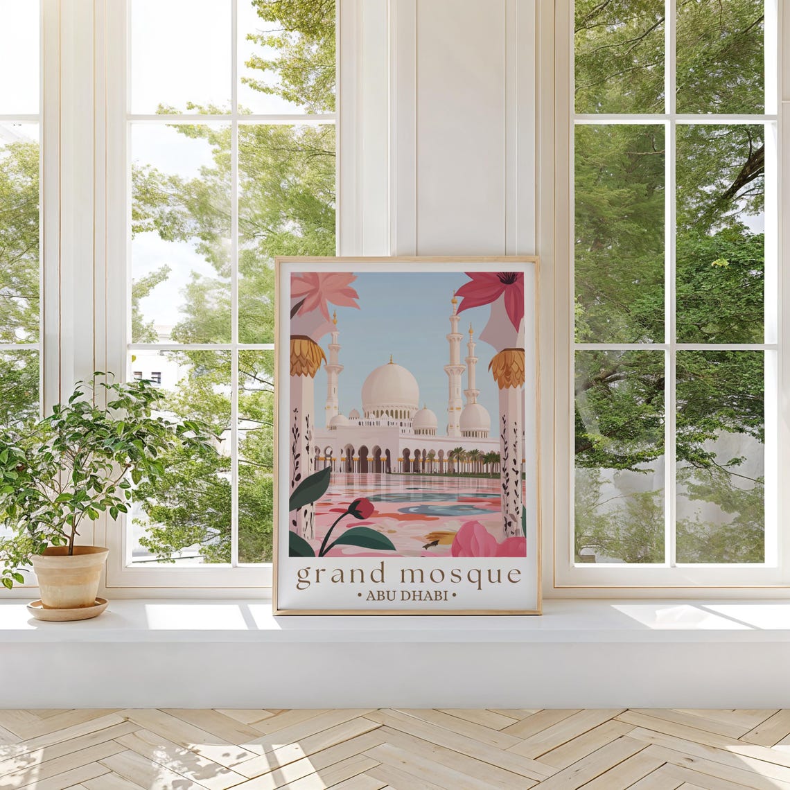 Grand Mosque Abu Dhabi Travel Poster Middle Eastern Architecture Print Islamic Landmark Art Travel Wall Decor Gift - Image 2