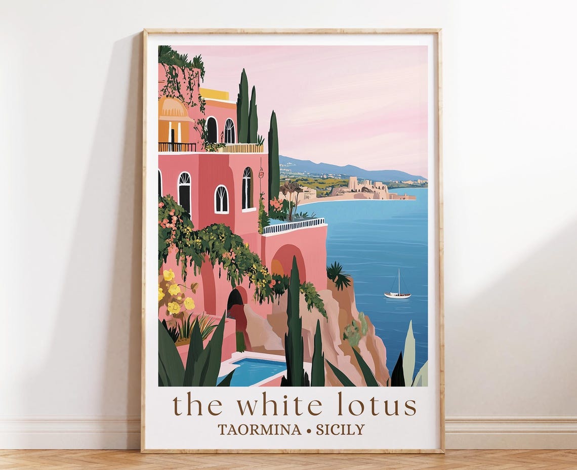 Sicily Travel Poster, Mediterranean Getaway Art Print