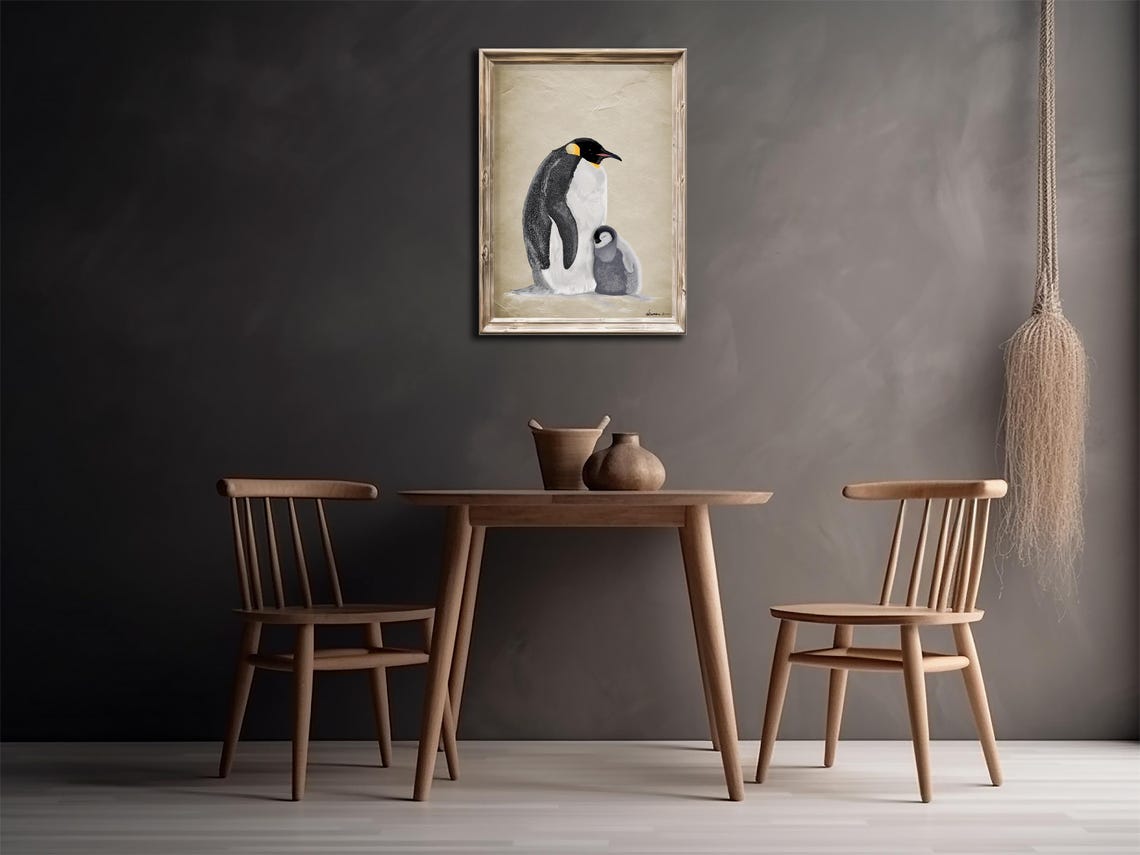 Penguin Family Wall Art I Mother And Baby Penguin Home Decor Poster I Cute Animal Art Print Living Room Gift - Image 4