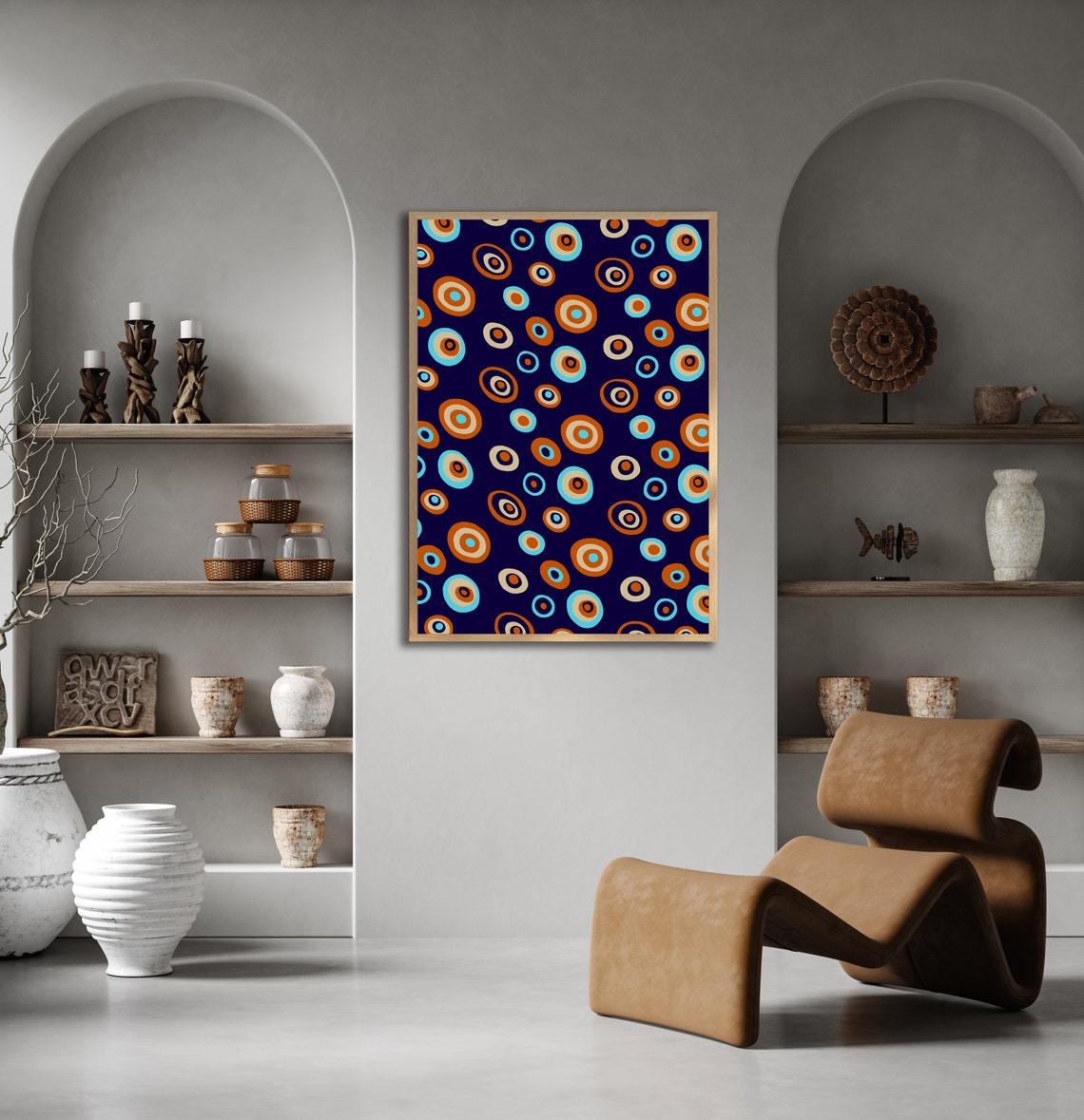 Colorful Circles Boho Wall Art Navy Blue Geometric Wall Decor Jpg Modern Art Home Decor Gift Poster - Image 4