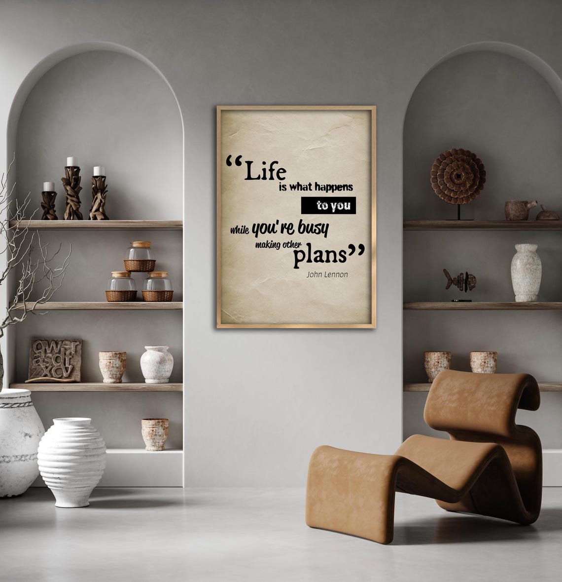 Life Happens John Lennon Quote Typography Inspirational Wall Poster - Image 4