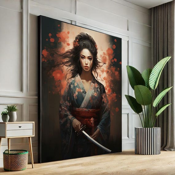 Fierce Samurai Woman Canvas Wall Art Print Bold Asianinspired Living Room Decor Statement Piece