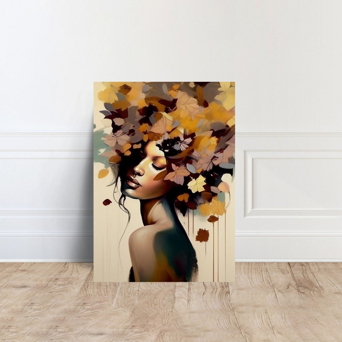 Woman Portrait Flower Wall Art Print
