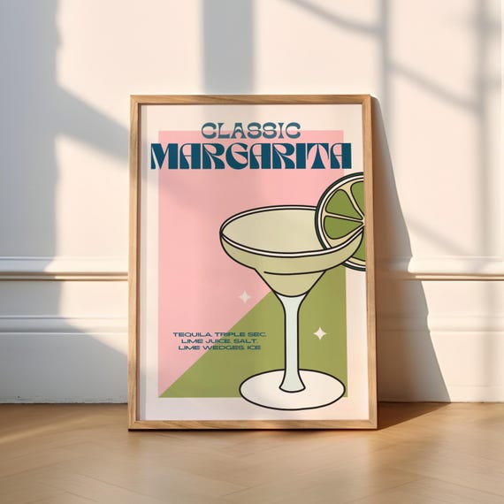 Classic Margarita Cocktail Art Print, Funky Spicy Marg