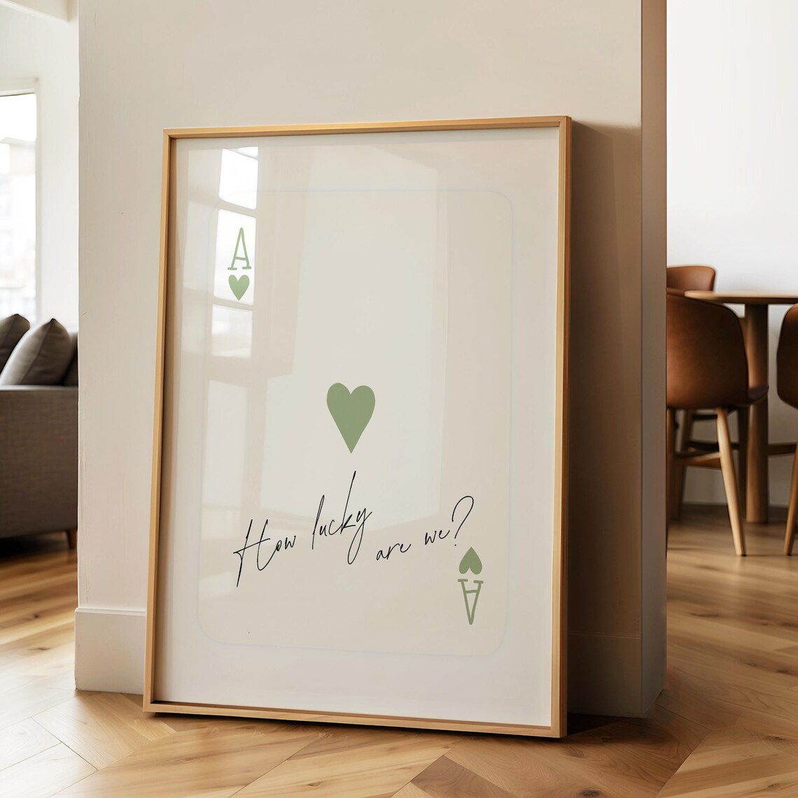 How Lucky Are We Ace of Hearts Playing Card Script Quote Poster - Image 2