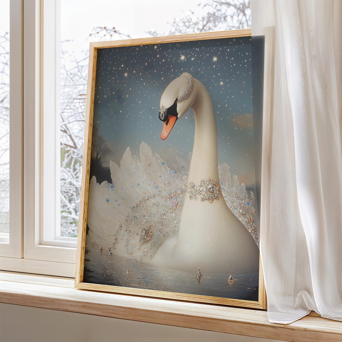 White Swan Wall Art Print Swan Nursery Art Elegant Swan Painting Poster Feminine Home Decor For Girls Bedroom Graceful Swan Art - Image 3