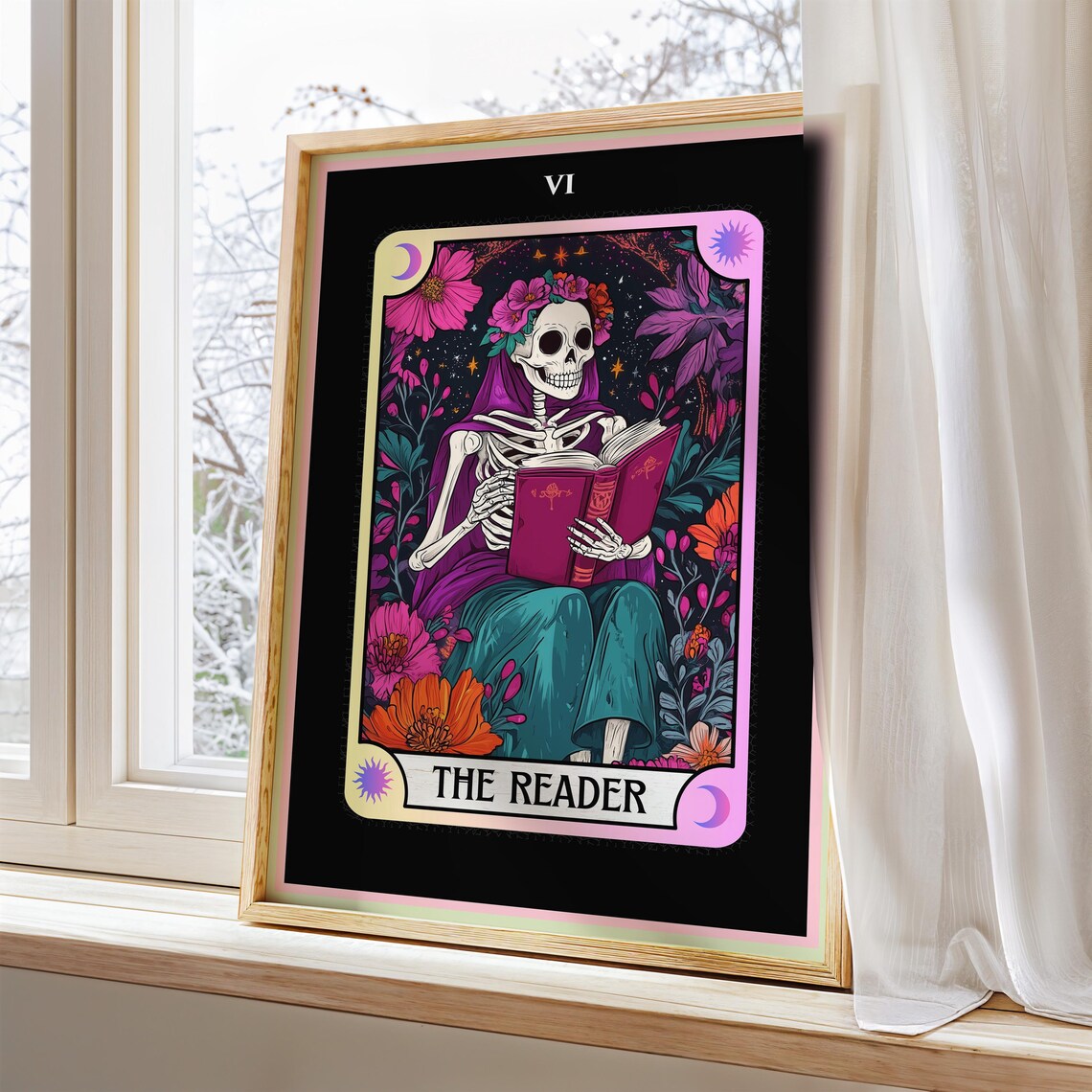 The Reader Tarot Card, Cute Skeleton Book Lover - Image 2