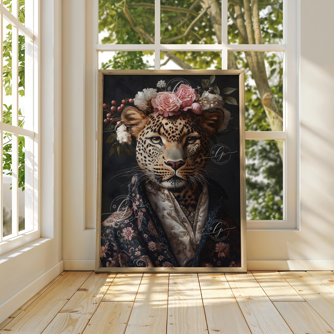 Leopard Print Maximalist Decor, Funky Animal Portrait - Image 2