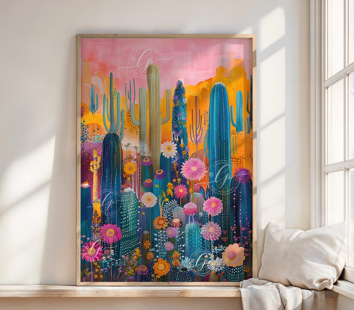Maximalist Wall Art Eclectic Wall Art Desert Abstract Wall Print Trendy Wall Art Colourful Bedroom Poster Dopamine Decor