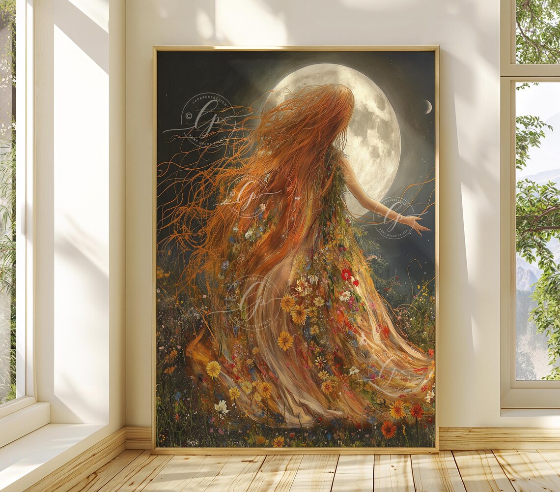 Moon Witch Goddess, Mystical Feminine Wall Art