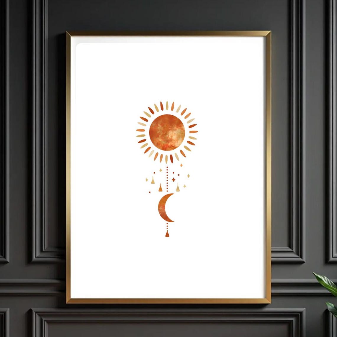 Boho Sun And Moon Wall Art Celestial Decor