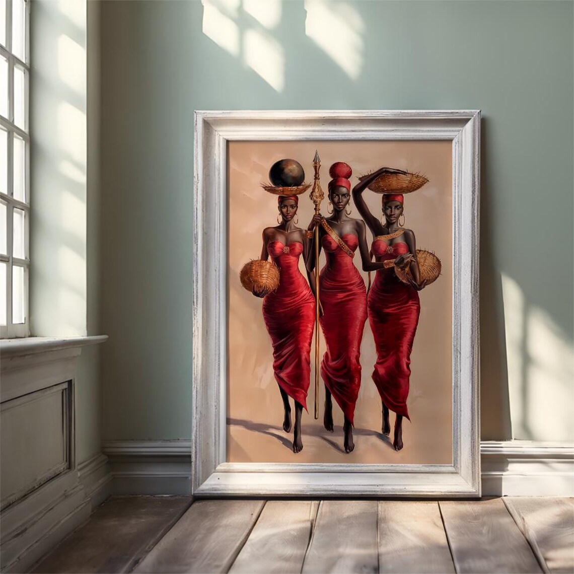 African Women Painting Of An African Tribe Elegant Feminine Decor Cultural Decoration Artistic Decoration Picture Of Woman African Art - Image 3