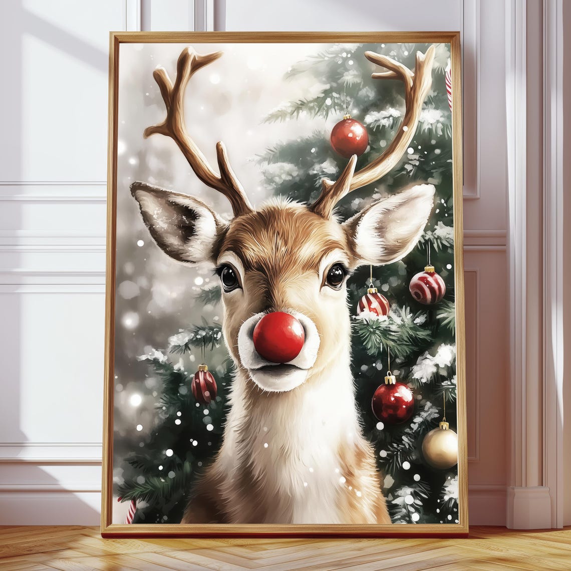 Rudolph the Red Nosed Reindeer by Decorated Christmas Tree Poster - Image 4