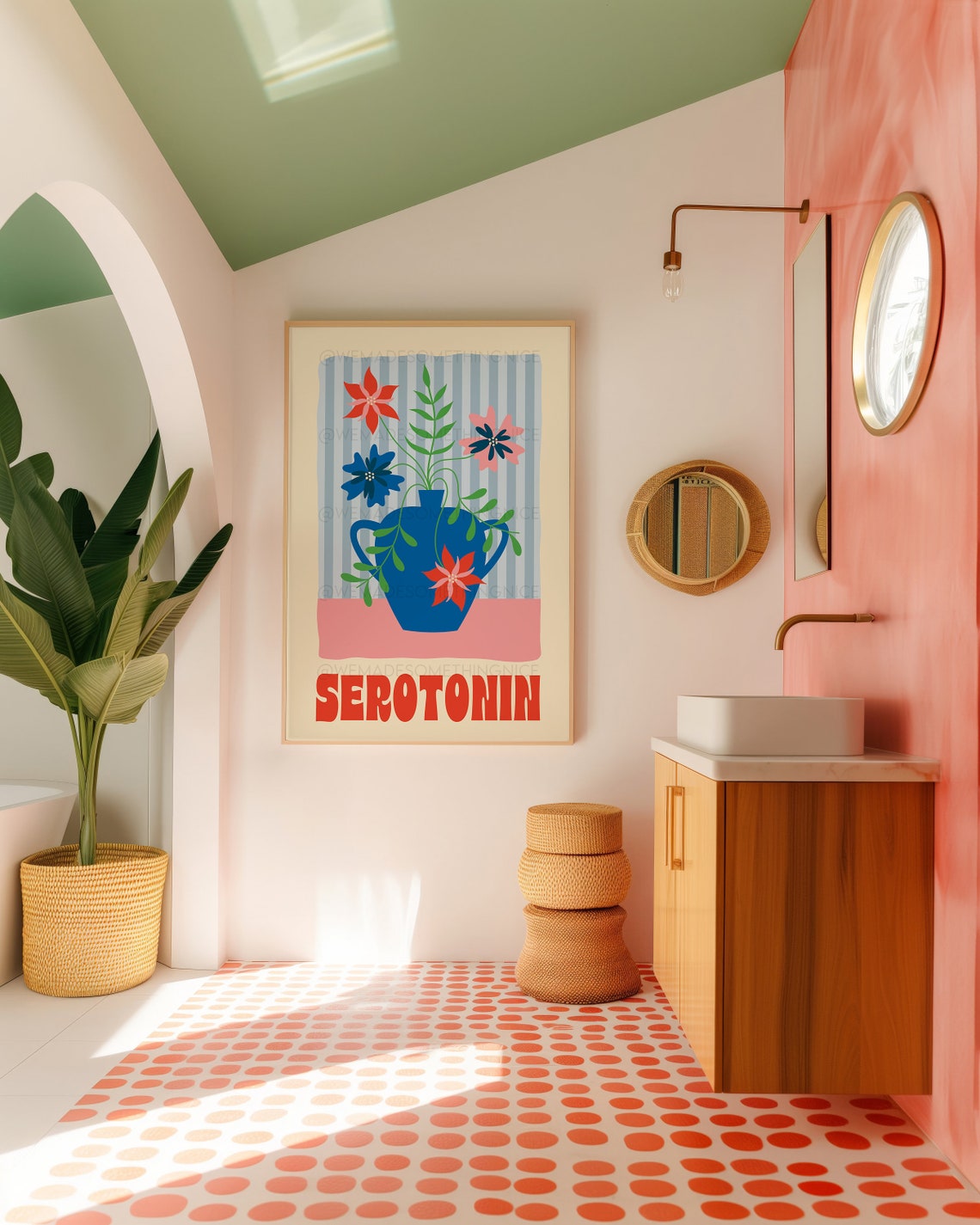 Serotonin Blue Vase Flowers Colorful Maximalist Floral Poster - Image 4