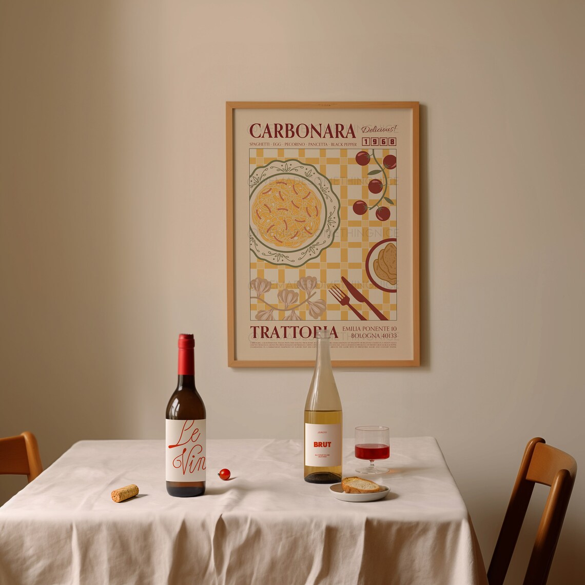 Carbonara Retro Kitchen Art Print - Image 4