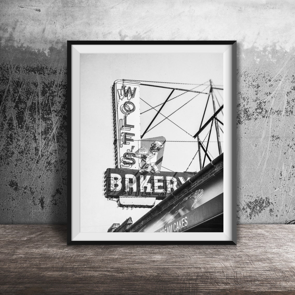 Wolf's Bakery Vintage Neon Blade Sign With Chef Art Photo Poster - Image 2