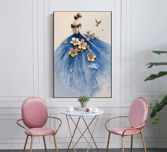 Blue Dress Ballet Girl Abstract Ballerina Art Print
