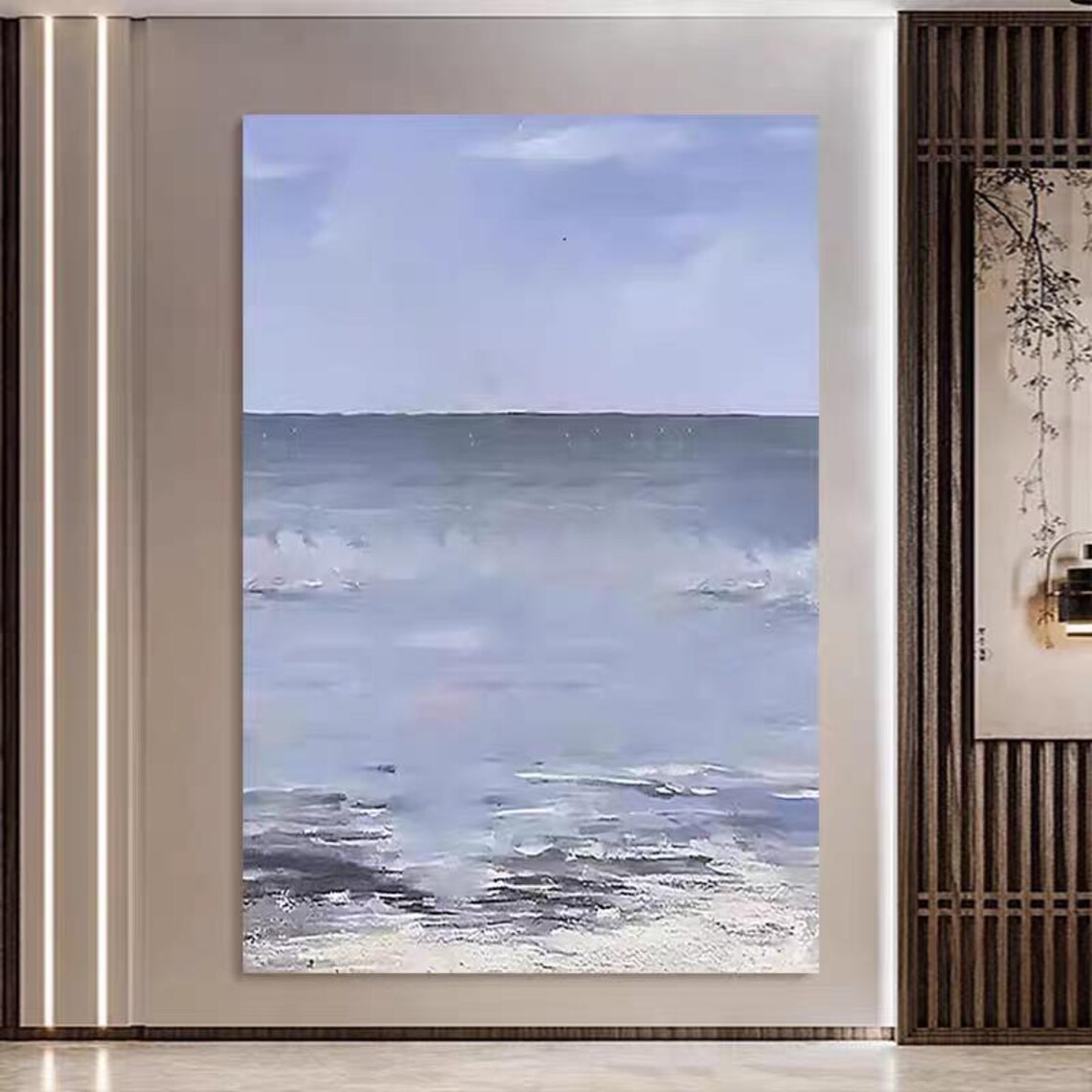 Purple Haze Seascape with Soft Blue Horizon Abstract Art Poster - Image 4