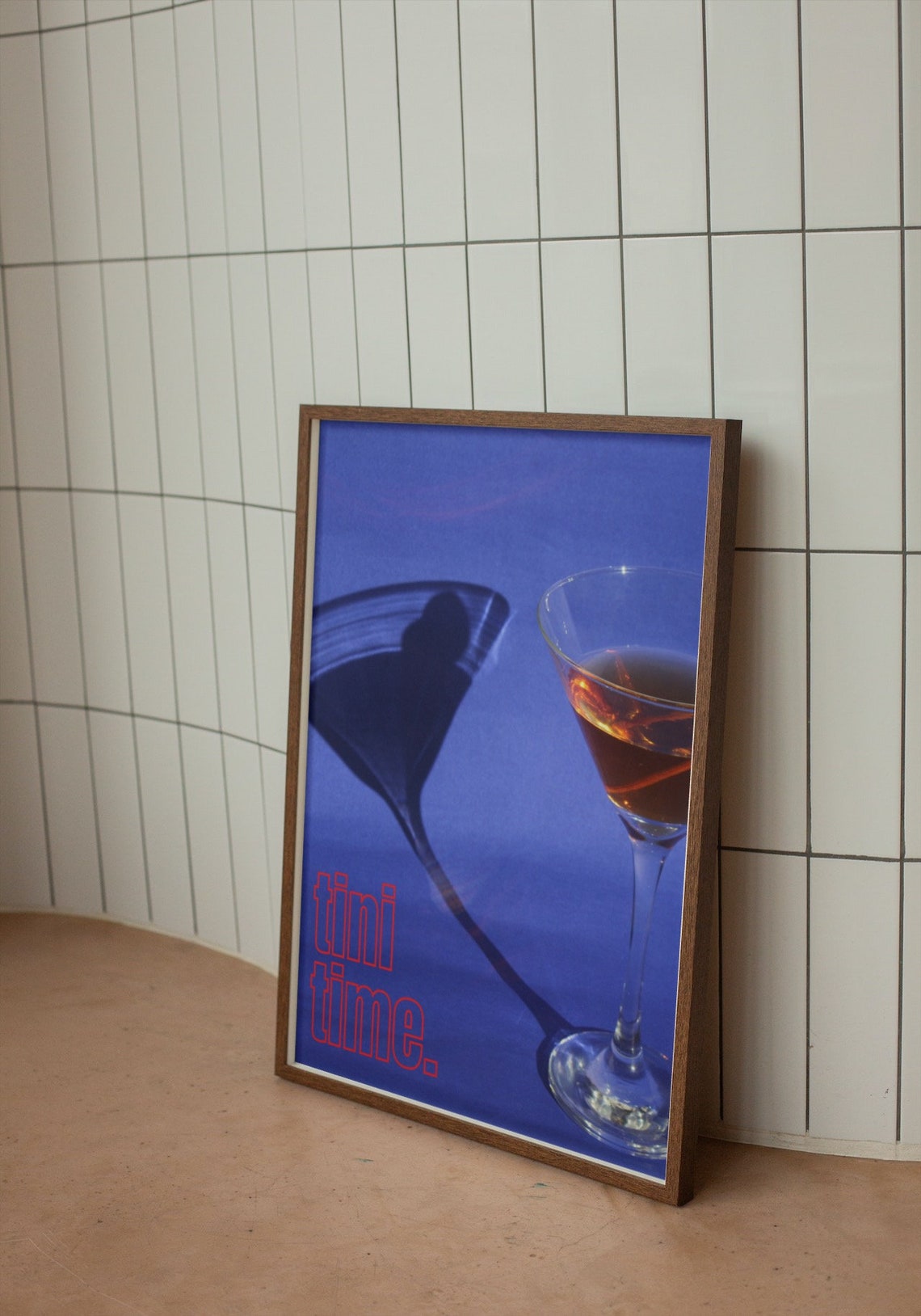 Tini Time Martini Cocktail Blue Bar Cart Happy Hour Wall Poster - Image 2