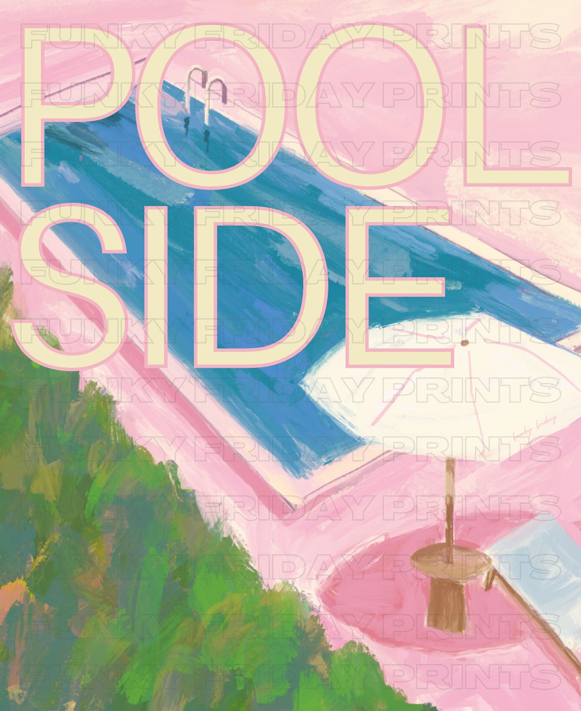 Pool Side Pastel Swimming Pool Poster with Bold Summer Typography - Image 2