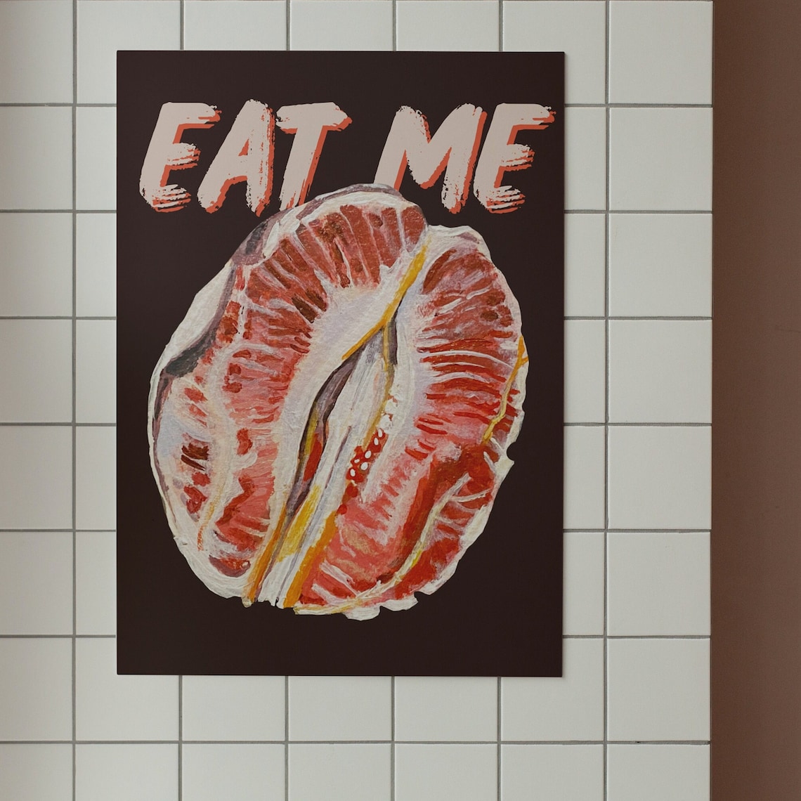 Eat Me Grapefruit Funny Kitchen Art Print