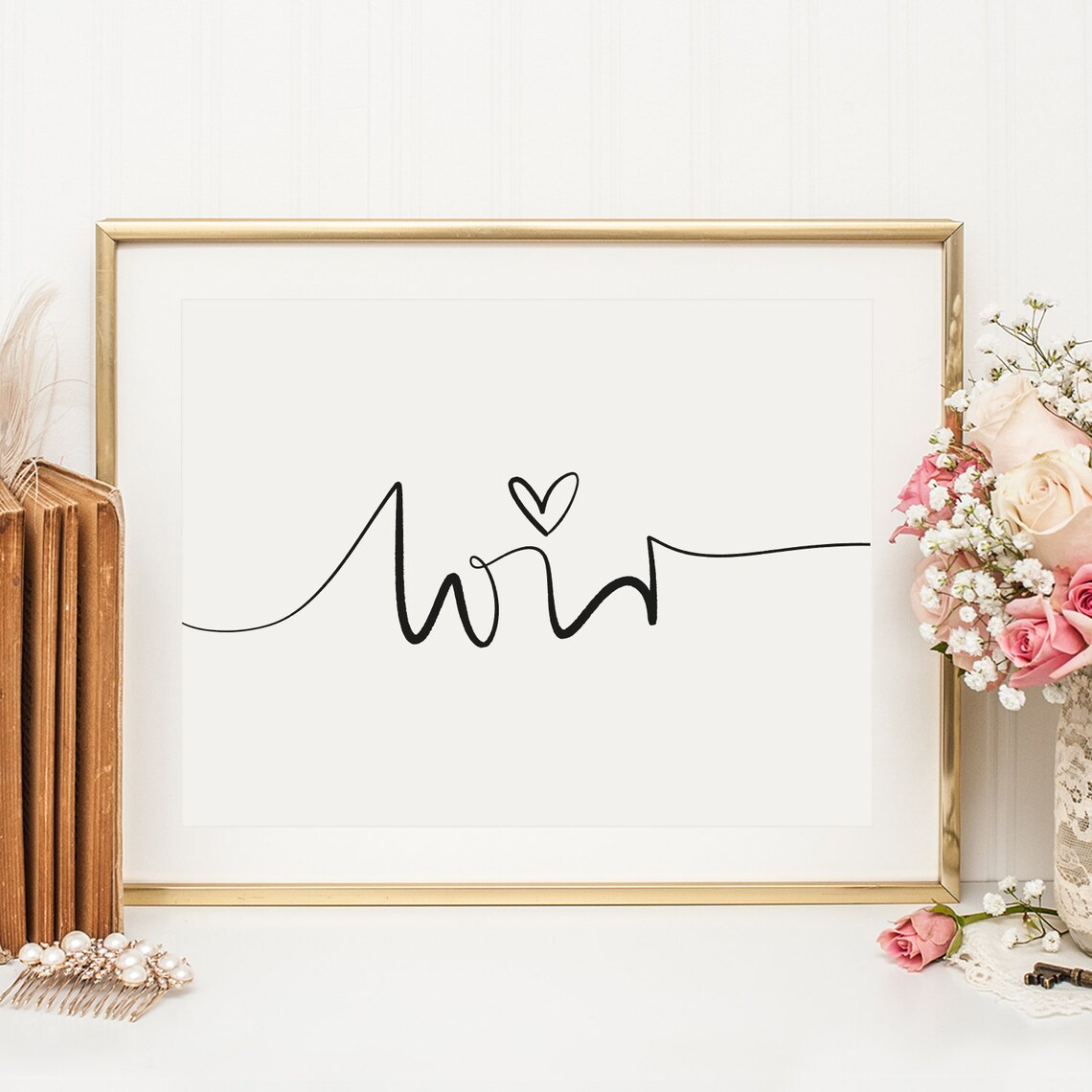 Wir German Typography Art Print, Love Quote - Image 4