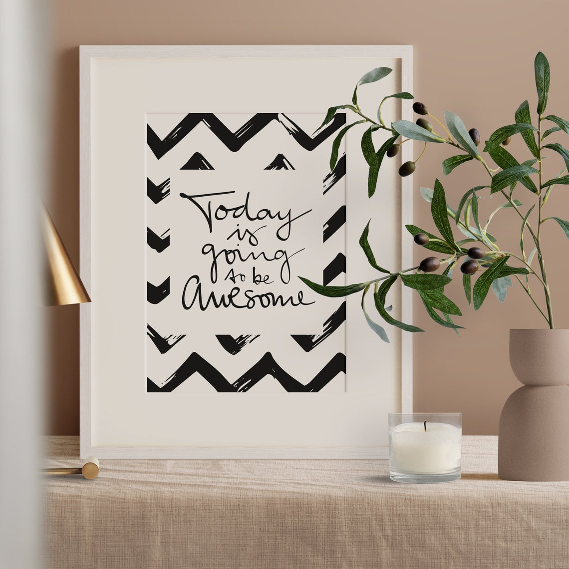 Today Is Going to Be Awesome Chevron Pattern Motivational Poster - Image 2