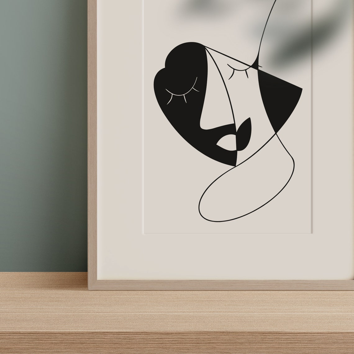 Hidden Face Abstract Black White Line Art Modern Face Poster - Image 2