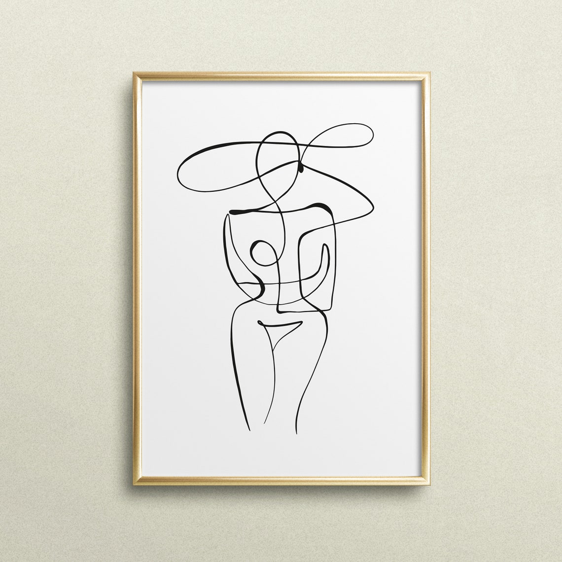 Abstract Line Art Woman Figure Minimalist Black White Body Poster