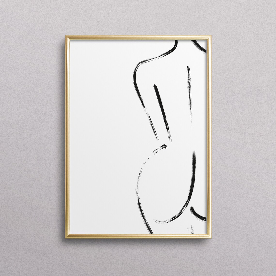 Brushstroke Female Figure Abstract Minimalist Body Art Black White Poster