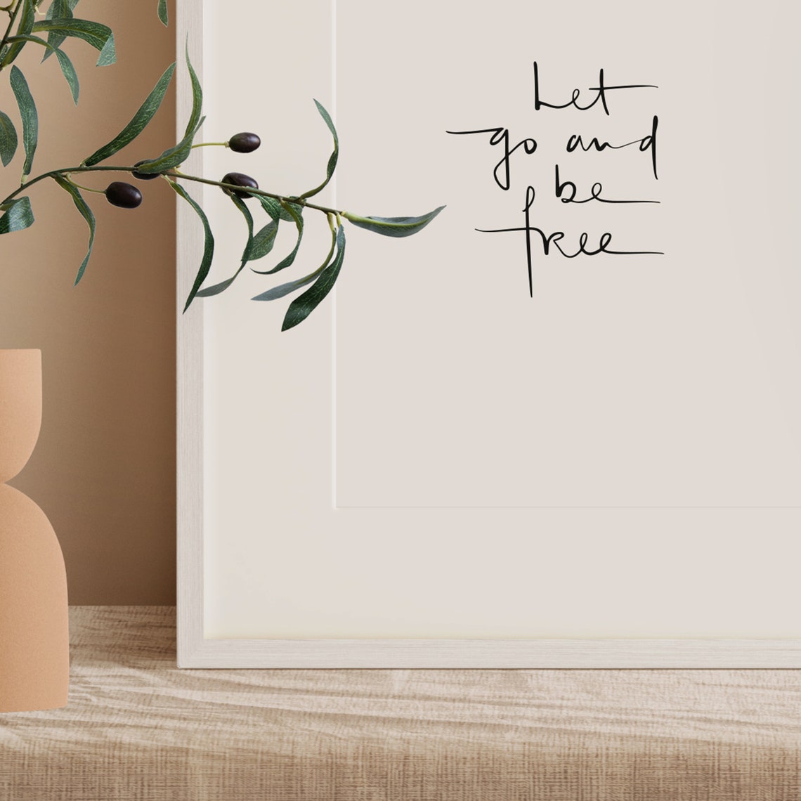 Let Go And Be Free Inspirational Hand Lettered Calm Quote Poster - Image 3