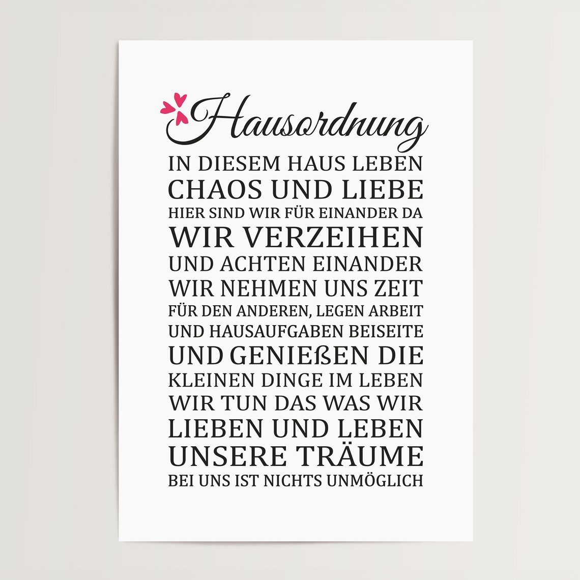 Hausordnung German House Rules Typography Art Print - Image 4