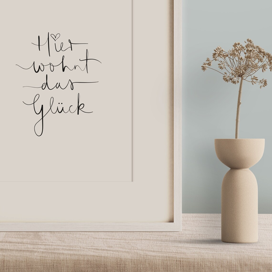 Hier Wohnt Das Gluck German Love Quote Art Print - Image 3