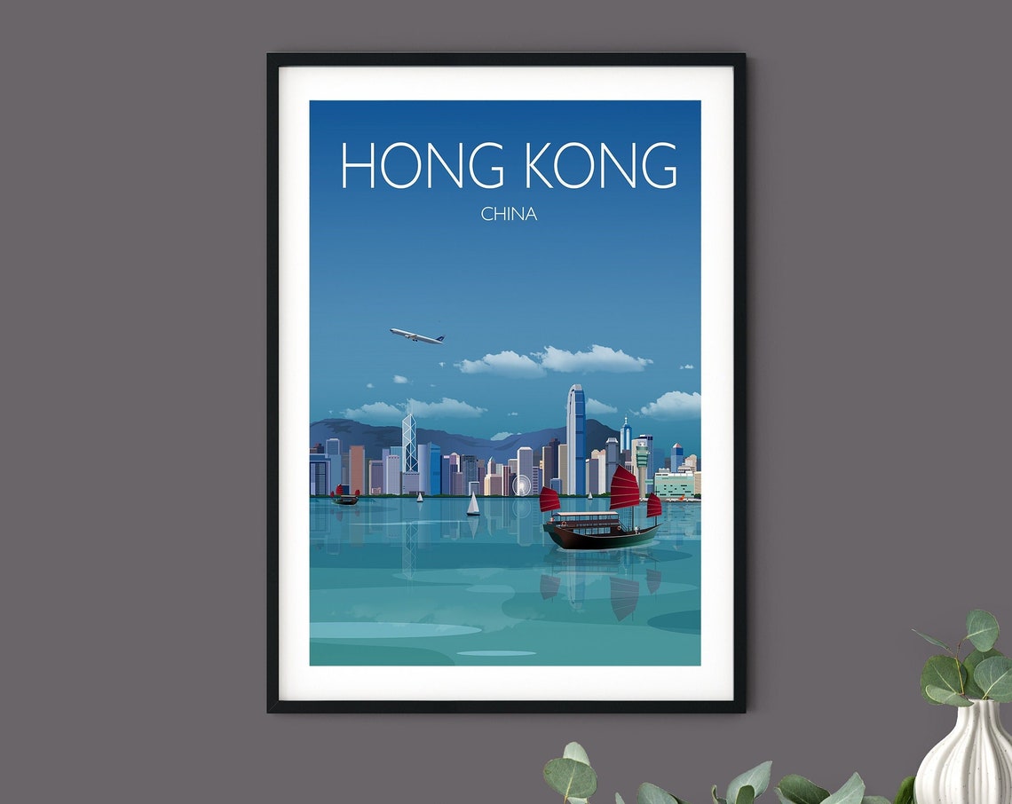 Travel Poster Of Hong Kong Travel Print Of Hong Kong City Of Hong Kong China Hong Kong Cityscape - Image 3