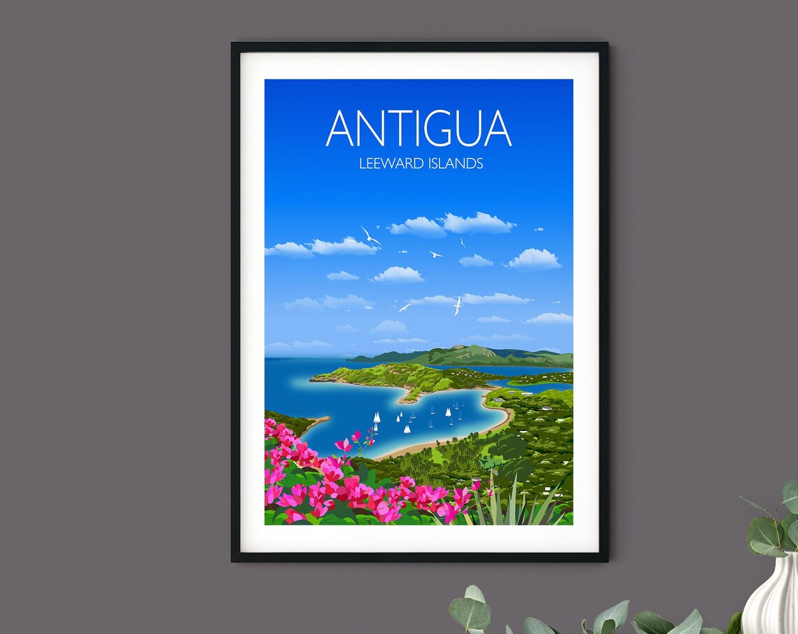 Antigua Travel Poster, Leeward Islands Travel Poster - Image 3