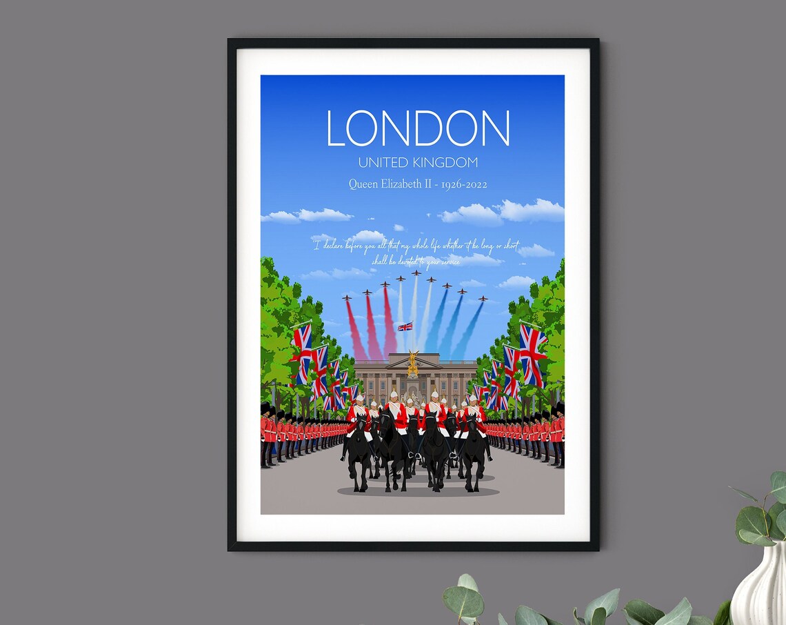 Queen Elizabeth II Memorial London Travel Poster - Image 4