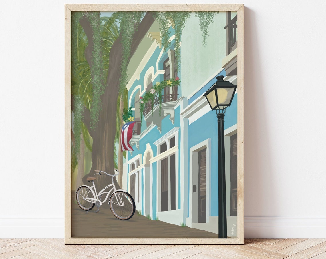 Puerto Rico Illustration San Juan Print Puerto Rico Wall Art Puerto Rico Gift Puerto Rican Flag Illustration Latin America Poster