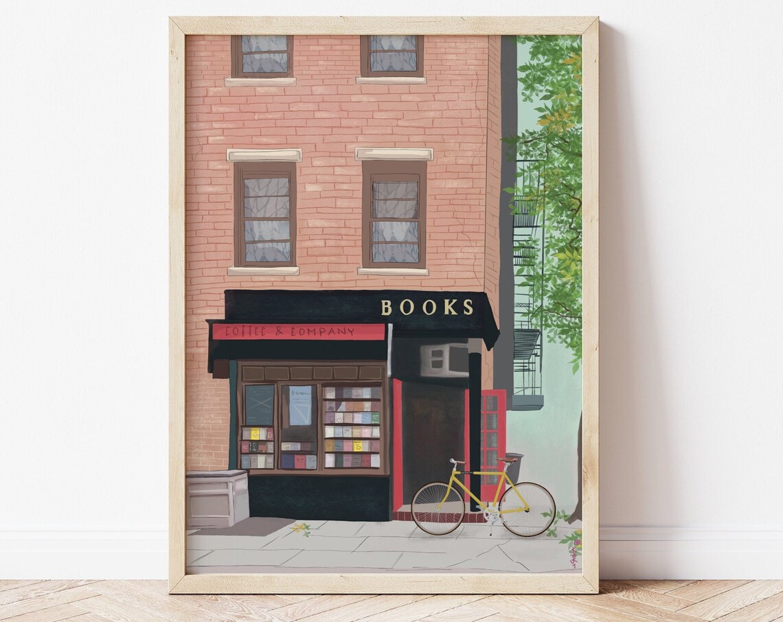 New York Illustration New York Bookshop Bookshop Illustration New York Bookstore Art Bookshop Art Print Brooklyn Illustration