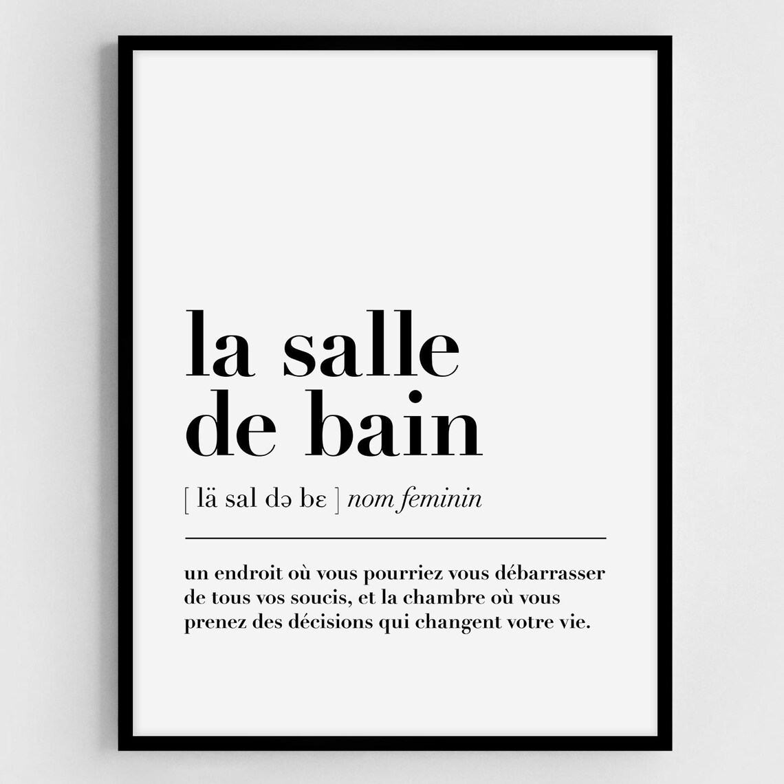 La Salle De Bain French Bathroom Dictionary Definition Poster - Image 2