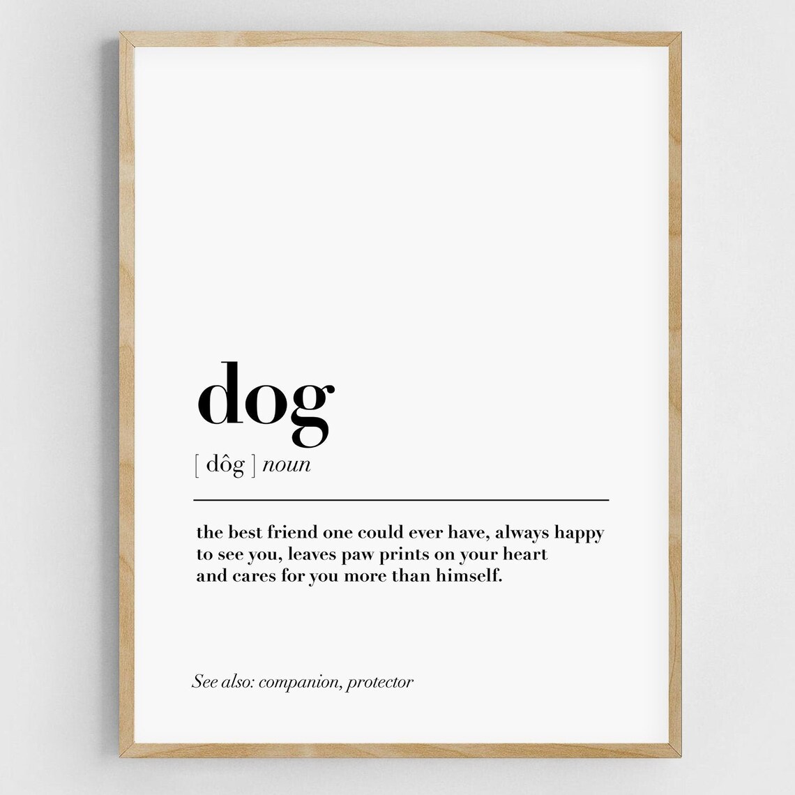 Dog Definition Funny Wall Art Print, Dog Lover Gift