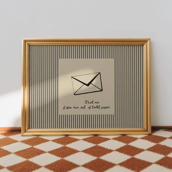 Funny Toilet Art Print Coquette Vibe Modern Bathroom Decor Striped Neutral Poster Digital Download