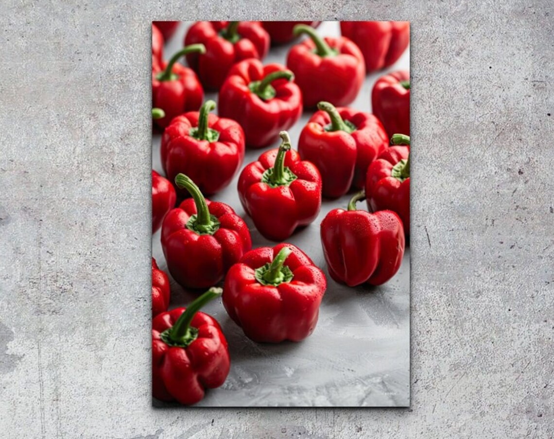 Red Bell Peppers Art Print, Still Life Kitchen Decor